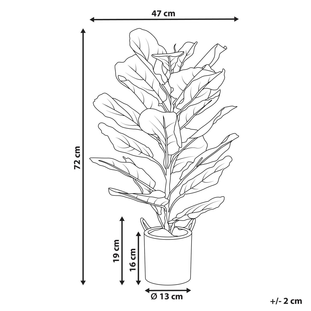 KÜNSTLICHE Topfpflanze 72 cm Grün/Schwarz Fiddle Leaf Tree - Schwarz/Grün, Kunststoff (72cm) - Beliani
