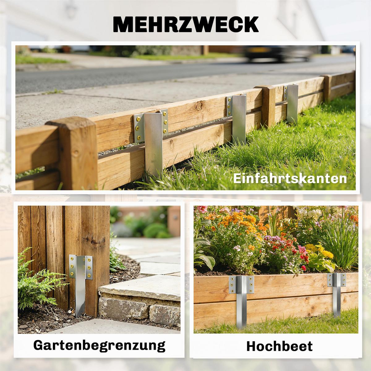 EISENBAHNSCHWELLEN-HALTERUNGEN 20er Set Verzinkter-Stahl Silber - Silberfarben, Metall (2.5/41cm) - Outsunny