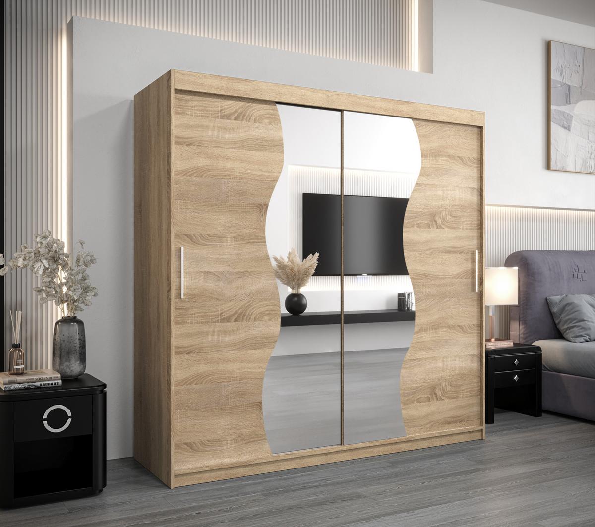 SCHWEBETÜRENSCHRANK 200/200/62 2-türig - Silberfarben/Sonoma Eiche, Holz/Kunststoff (200/200/62cm) - MÖBEL KRYSPOL