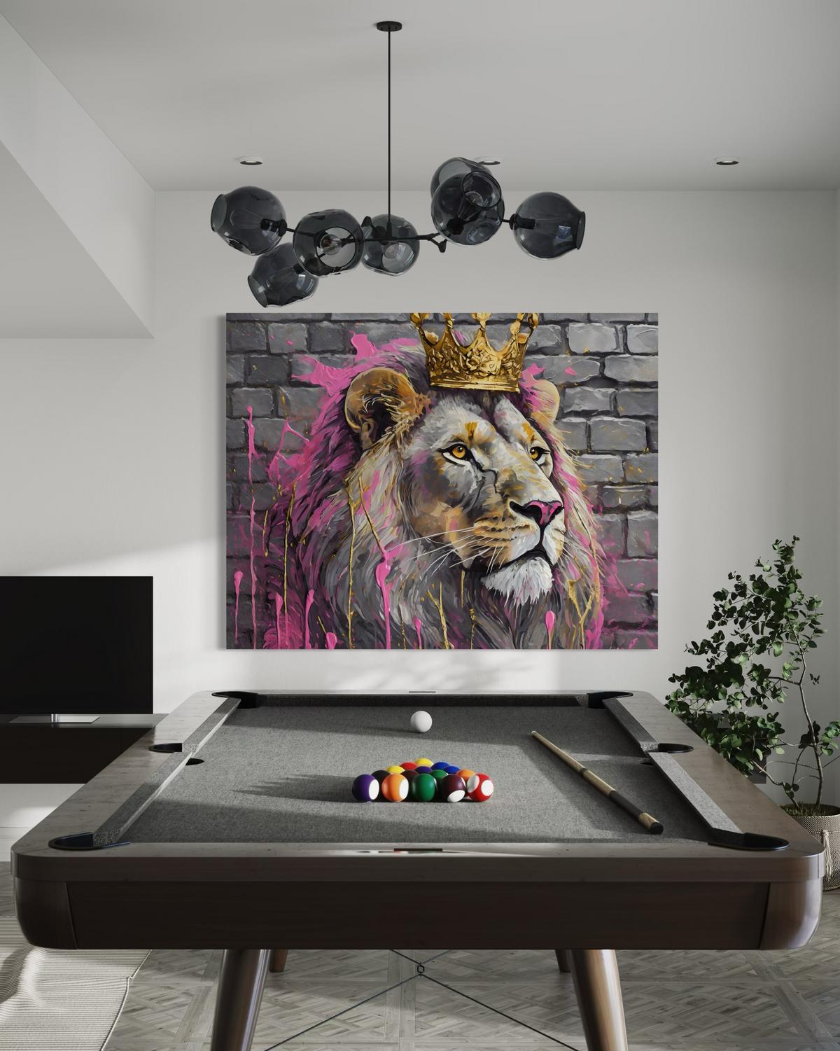 WANDBILD könig der löwen rosa - Pink, Textil (60/40cm) - Feeby