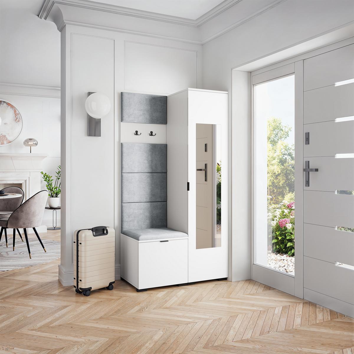 GARDEROBENSCHRANK VIRA 95/181/51 cm Modern Weiß - Hellgrau/Weiß, Holzwerkstoff (95/181/51cm) - MASSENO