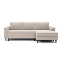 ECKSOFA Nalika Cremeweiß Velours - Creme/Schwarz, Holz/Textil (230/143cm) - Selsey