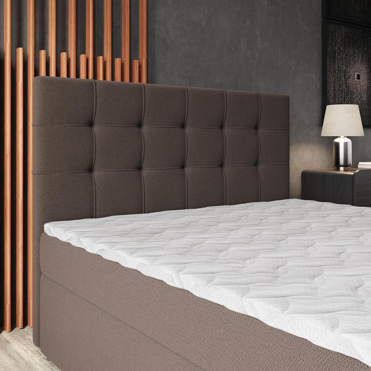 BOXBETT PALMA 160x200 cm mit Matratze und Topper, H2+H3 - Braun - Braun, Holz (160/200cm) - MASSENO