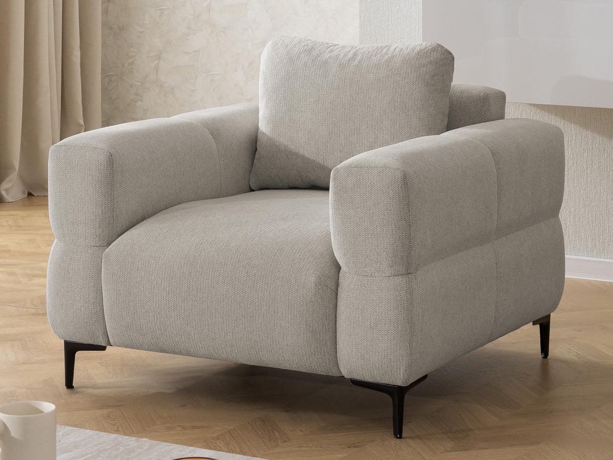 SESSEL Cardea in Bubble-Optik aus weichem Taupe Strukturstoff mit hohem Sitzkomfort - Taupe/Schwarz, Holz/Textil (102/80/97cm) - S-Style Möbel