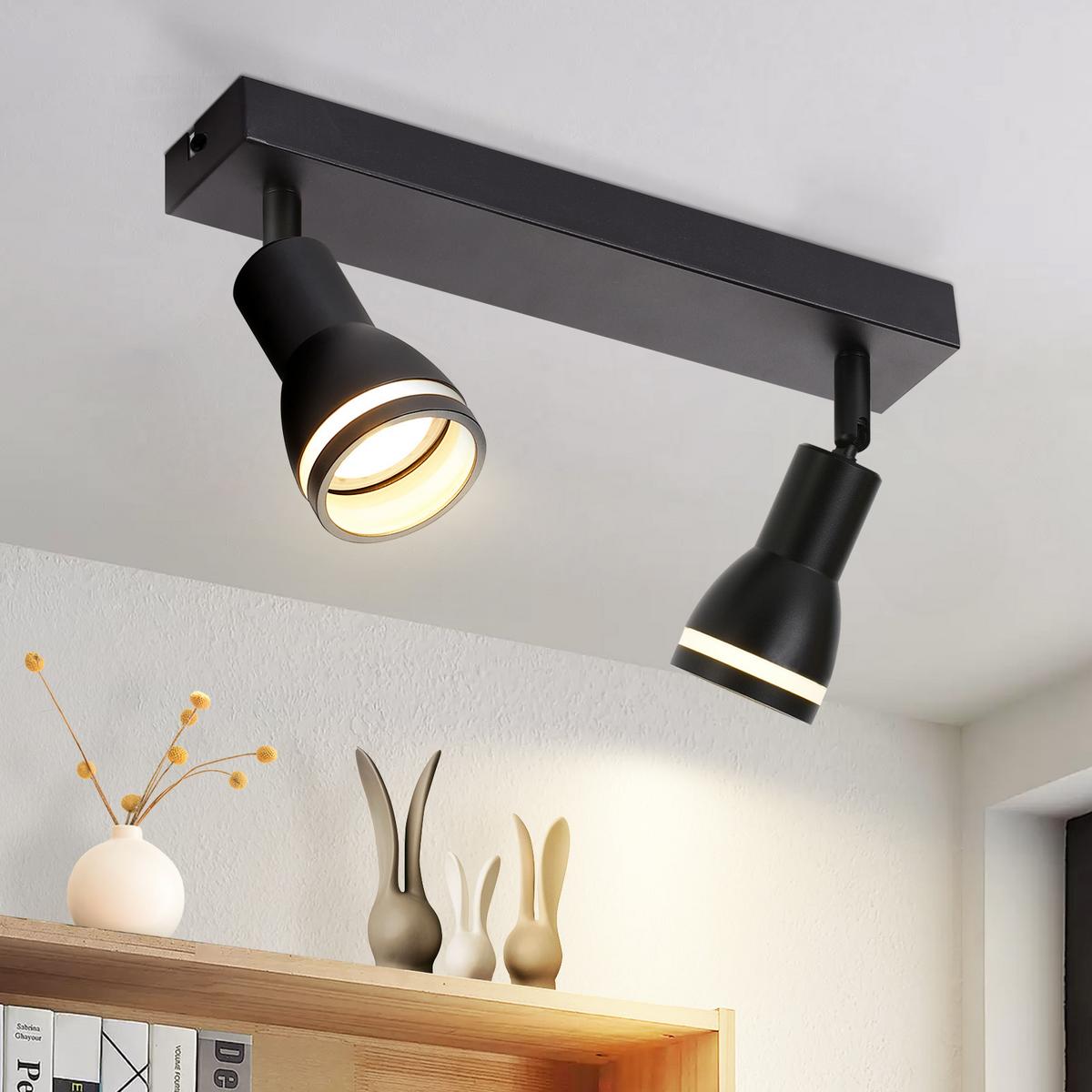 DECKENSTRAHLER Homburg 2-flammig 30/5/15.7 cm - Schwarz, Metall (30/5/15.7cm) - Nettlife