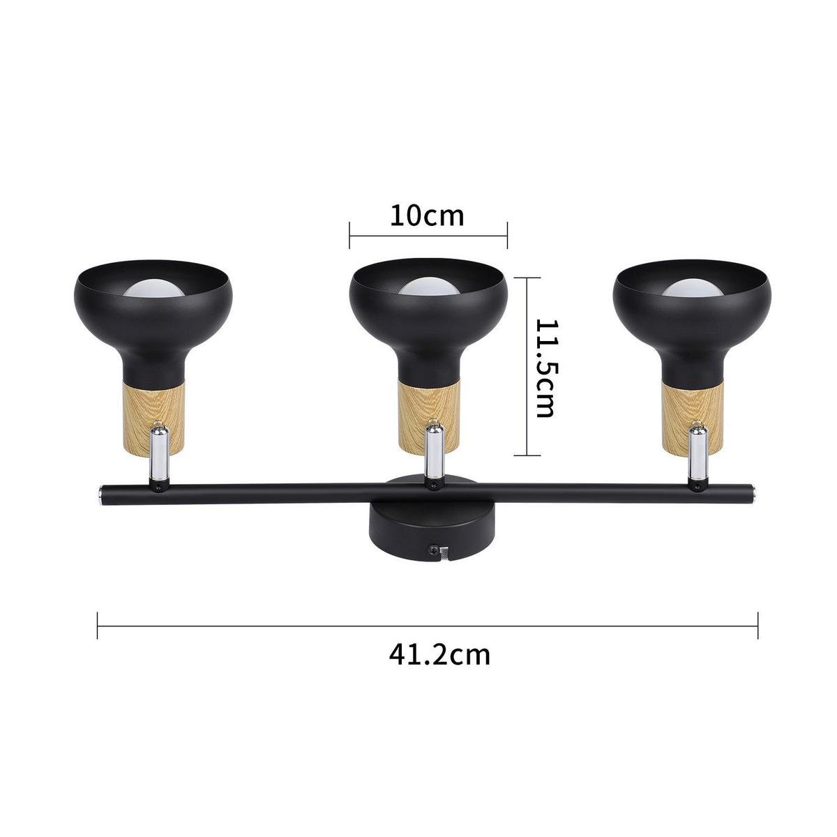 DECKENSTRAHLER Leyva 3-flammig 41.2/11/15.5cm - Schwarz, Metall (41.2/11/15.5cm) - Nettlife