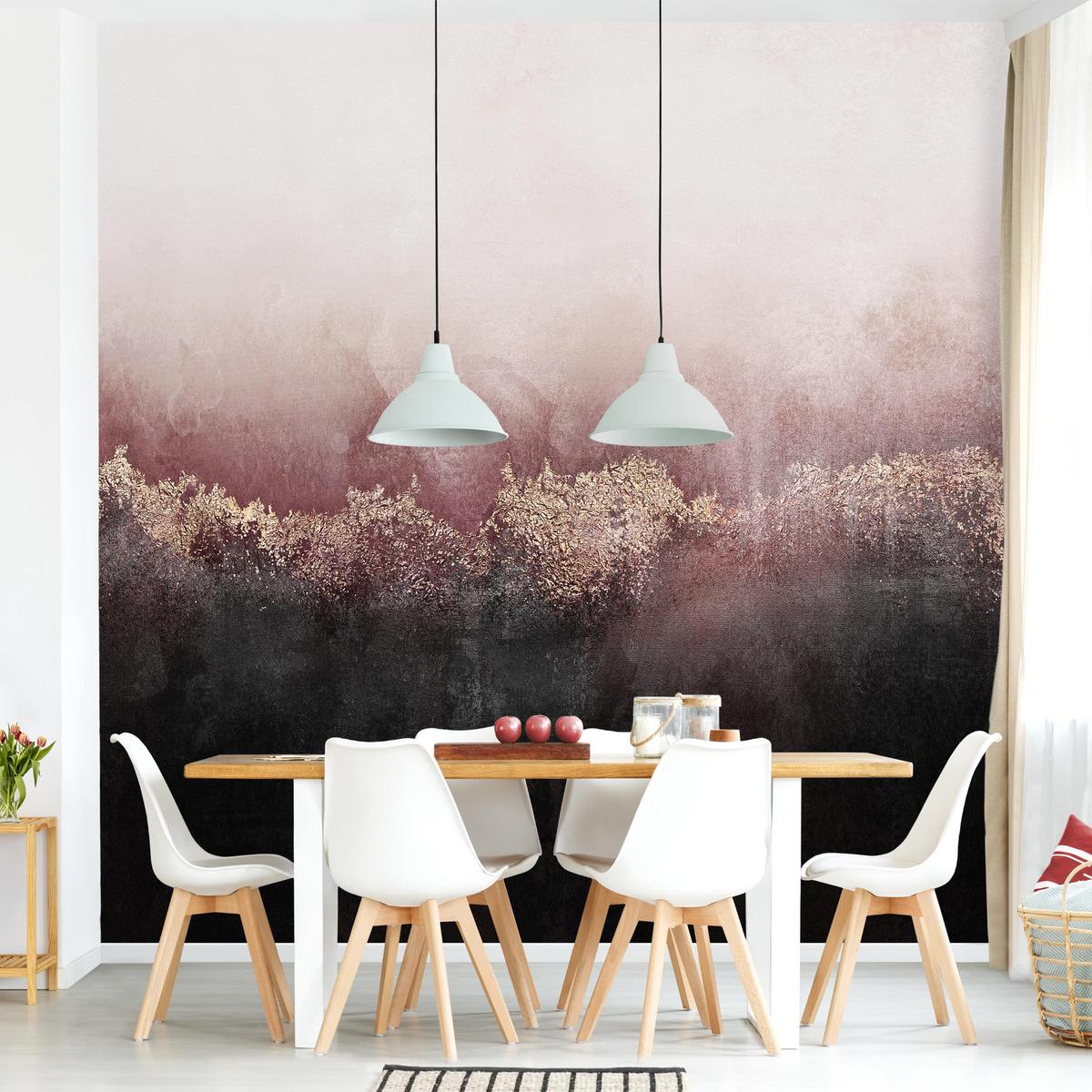 FOTOTAPETE Goldene Dämmerung Rosa 240/240 cm - Rosa, Papier (240/240cm) - Bilderwelten