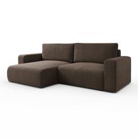 ECKSOFA OPERA L-Form mit Schlaffunktion und Bettkasten, Poso 06 - Braun, Textil (247/143cm) - Lookway