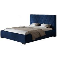 POLSTERBETT Palermo mit Kopfteil, 180x200 cm, Doppelbett mit Bettkasten und Lattenrost aus Holz, Velourstoff Dunkelblau - Dunkelblau, Holz/Textil (180/200cm) - Alpi-Möbel