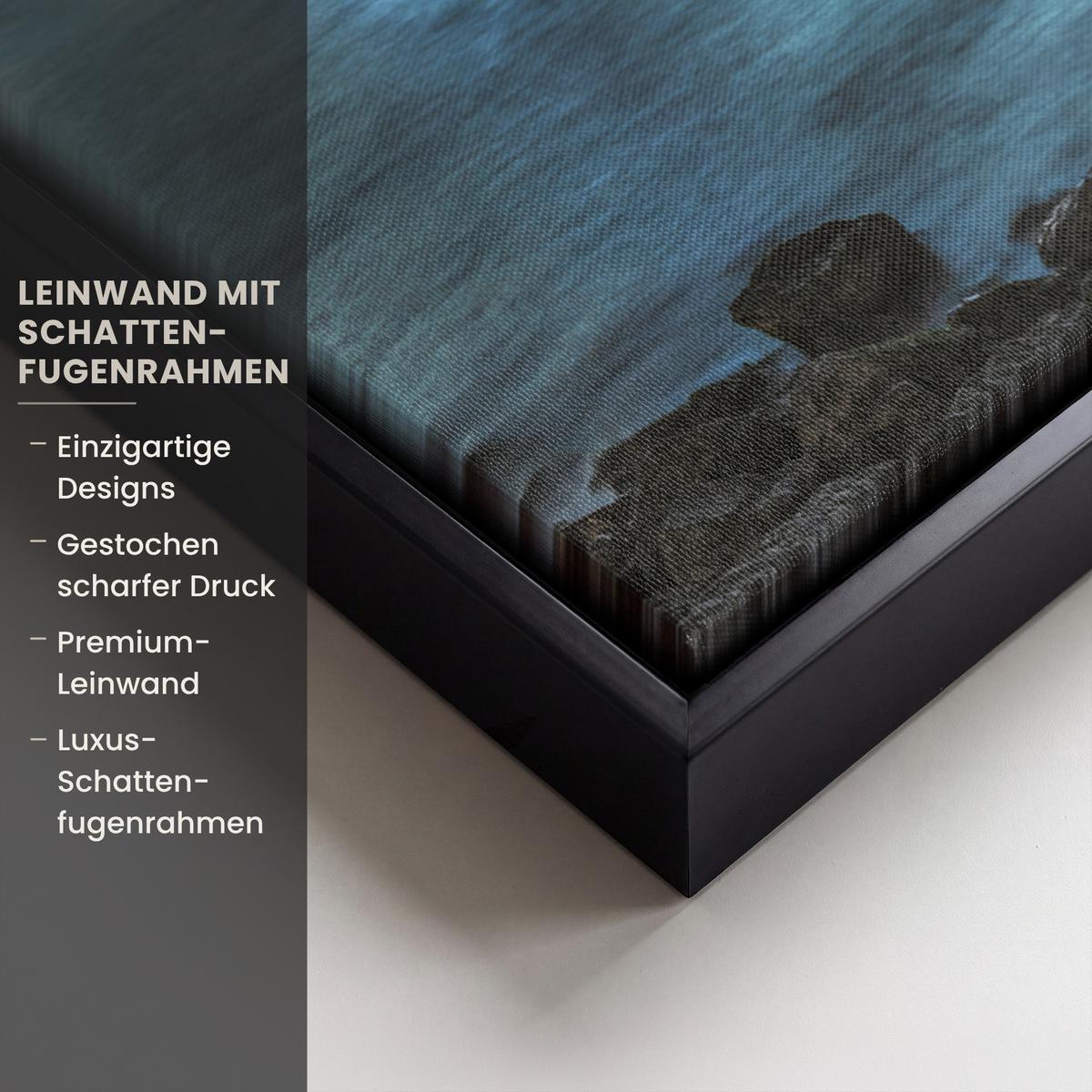 LEINWAND Bilder mit Rahmen - New York - Skyline - Stadt - Blau - 60x80 - Blaugrau, Textil (60/80cm) - MuchoWow