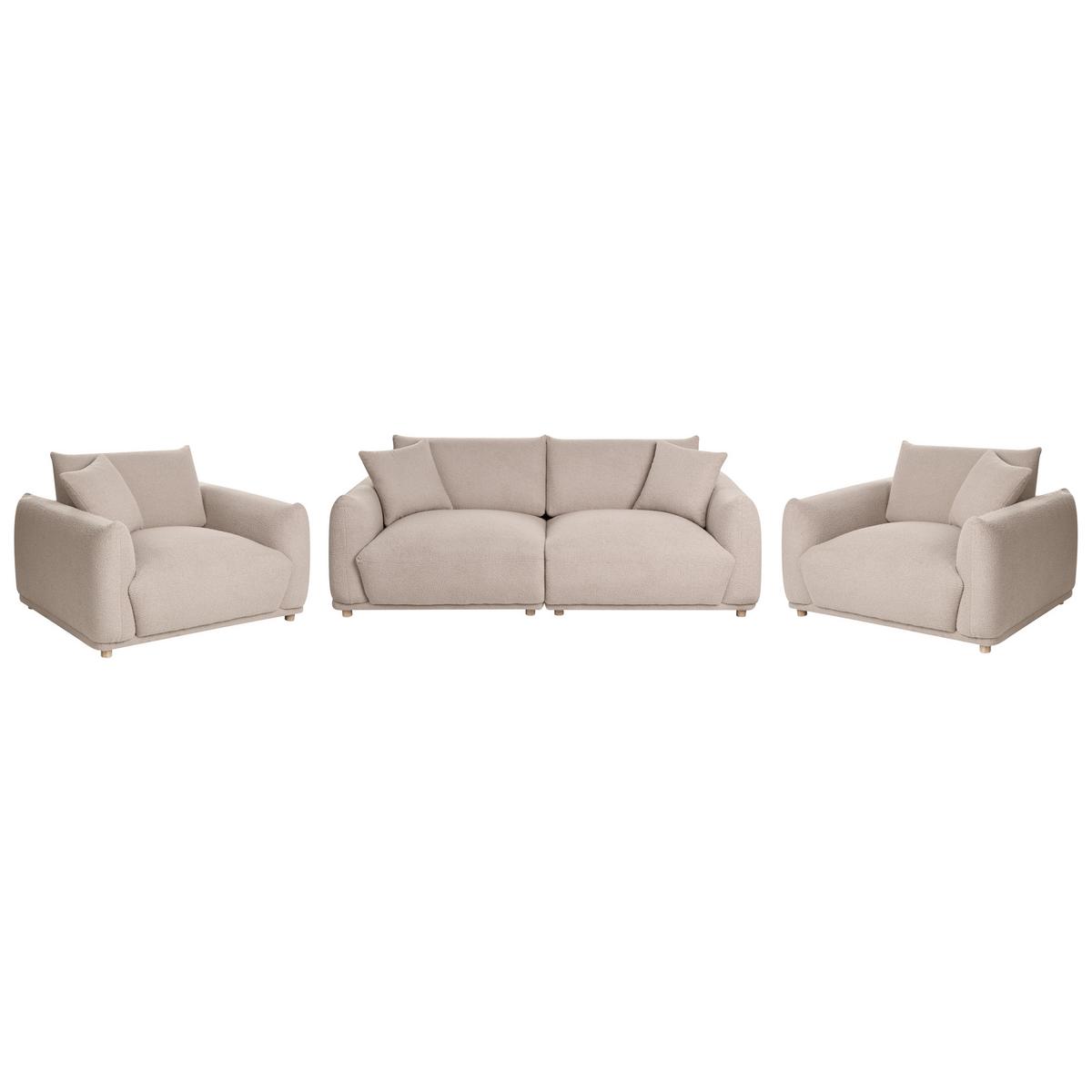 SOFA-SET 5-Sitzer Bouclé Beige Jubek - Beige, Textil (220/75/104cm) - Beliani