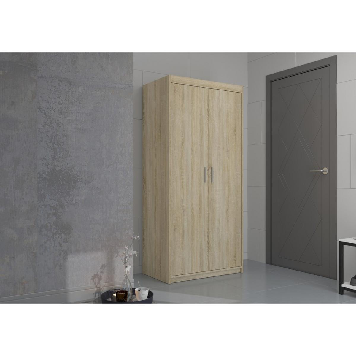 DREHTÜRENSCHRANK Elena mit 2 Türen, ohne Spiegel, Sonoma Eiche - Sonoma Eiche, Holzwerkstoff (90/190/53cm) - Beautysofa