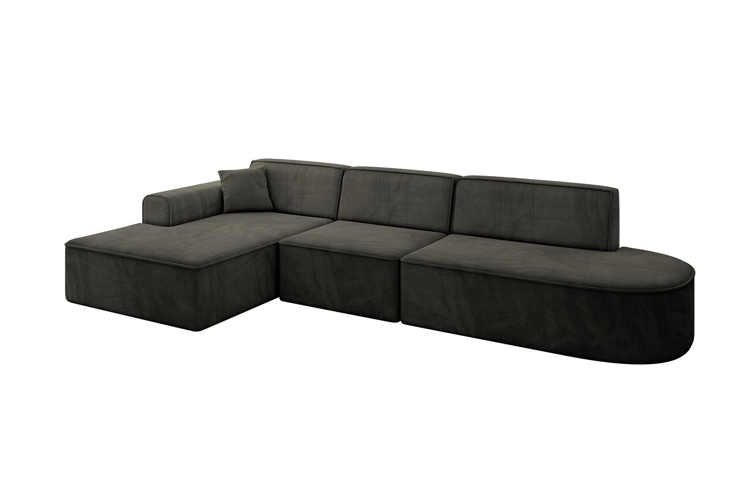 ECKSOFA Ottomane Links IREA-L2-v3 - 327x165x77 cm Schwarz - Schwarz, Holzwerkstoff/Textil (327/165cm) - ALTDECOR