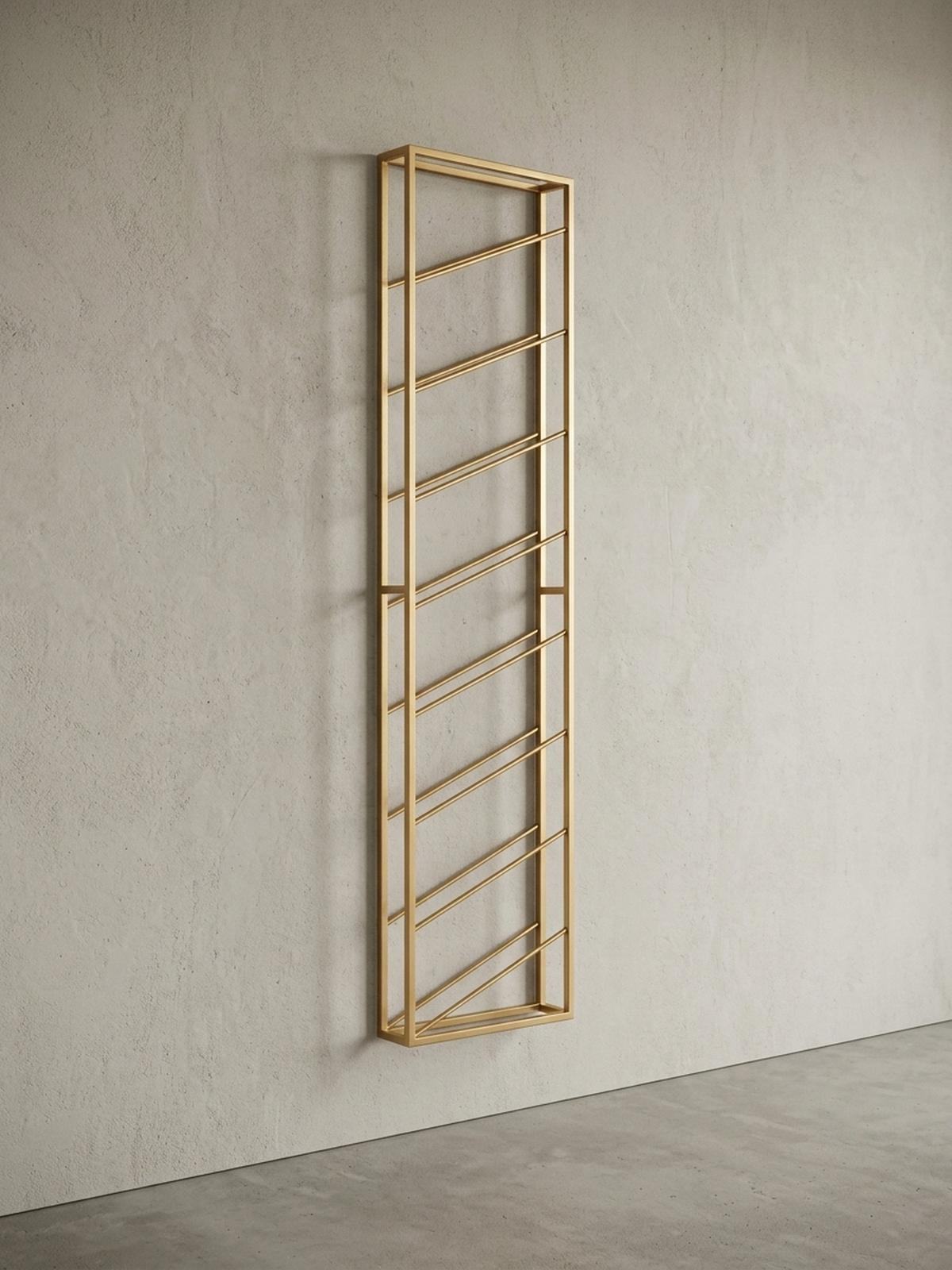 WEINREGAL STILVIN Eisen Pulverbeschichtet Wandmontage Handgefertigt, Gold 36x8x150 cm - Goldfarben, Metall (36/150/8cm) - KADIMA DESIGN