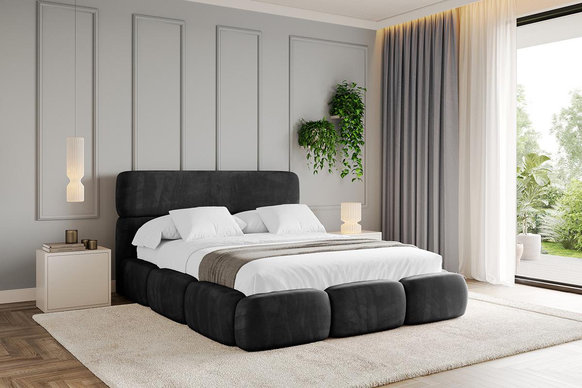 POLSTERBETT mit Bettkasten und Lattenrost, Boxbett ohne Matratze - ELVA 180x200 Schwarz - Schwarz, Holzwerkstoff/Textil (180/200cm) - ALTDECOR