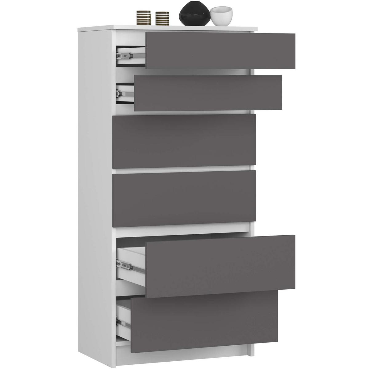 KOMMODE Weiß, Graphit Grau 130/60/40 - Weiß, Holzwerkstoff (60/130/40cm) - RAUMHIRSCH FURNITURE
