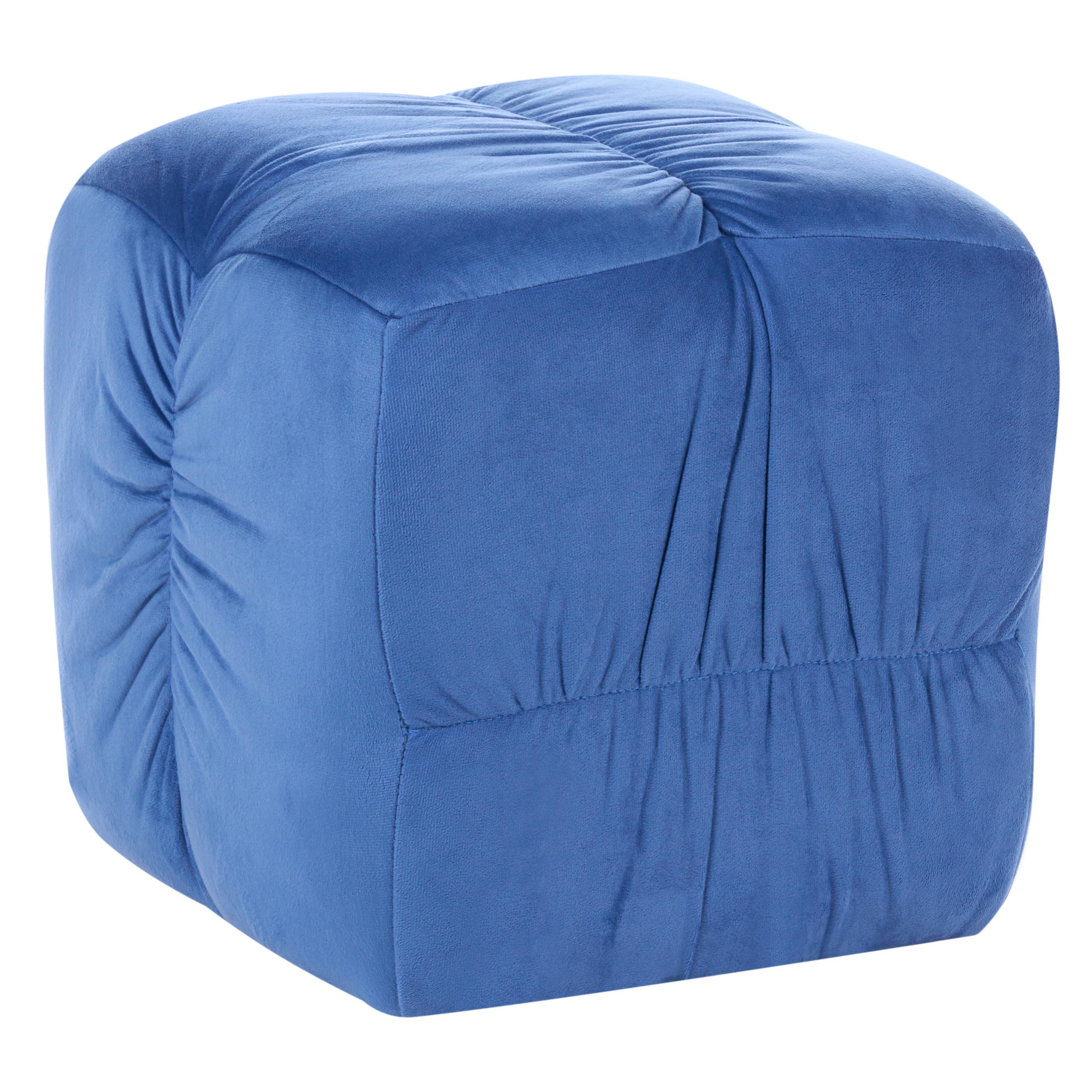 POUF Samtstoff Blau Turley - Blau, Textil (57/38/57cm) - Beliani
