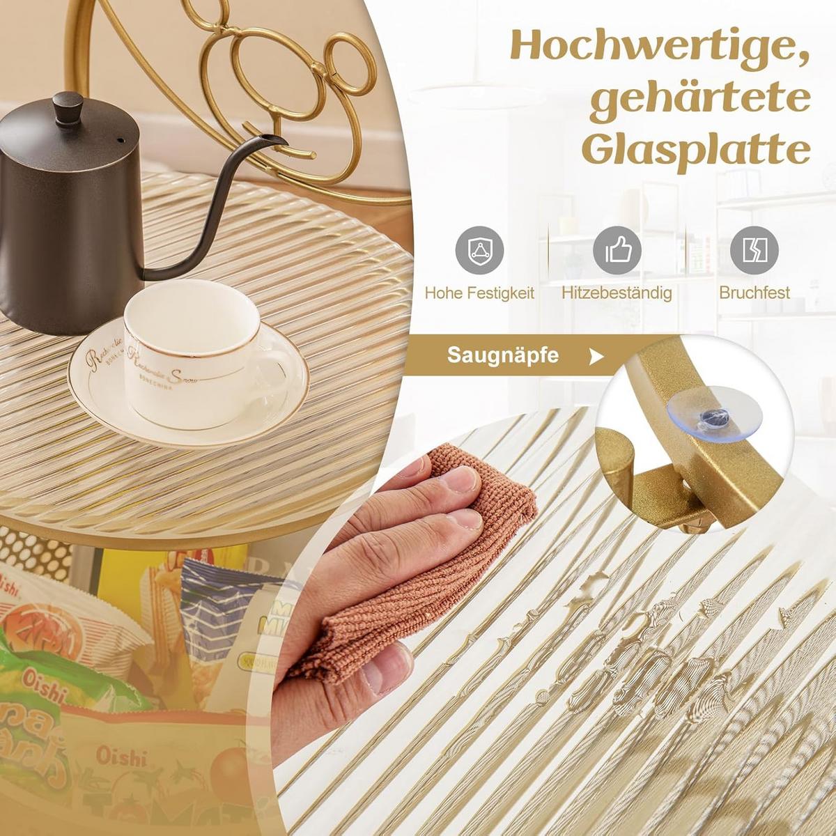 BEISTELLTISCH Gold - Goldfarben, Metall (36.5/40/71cm) - COSTWAY