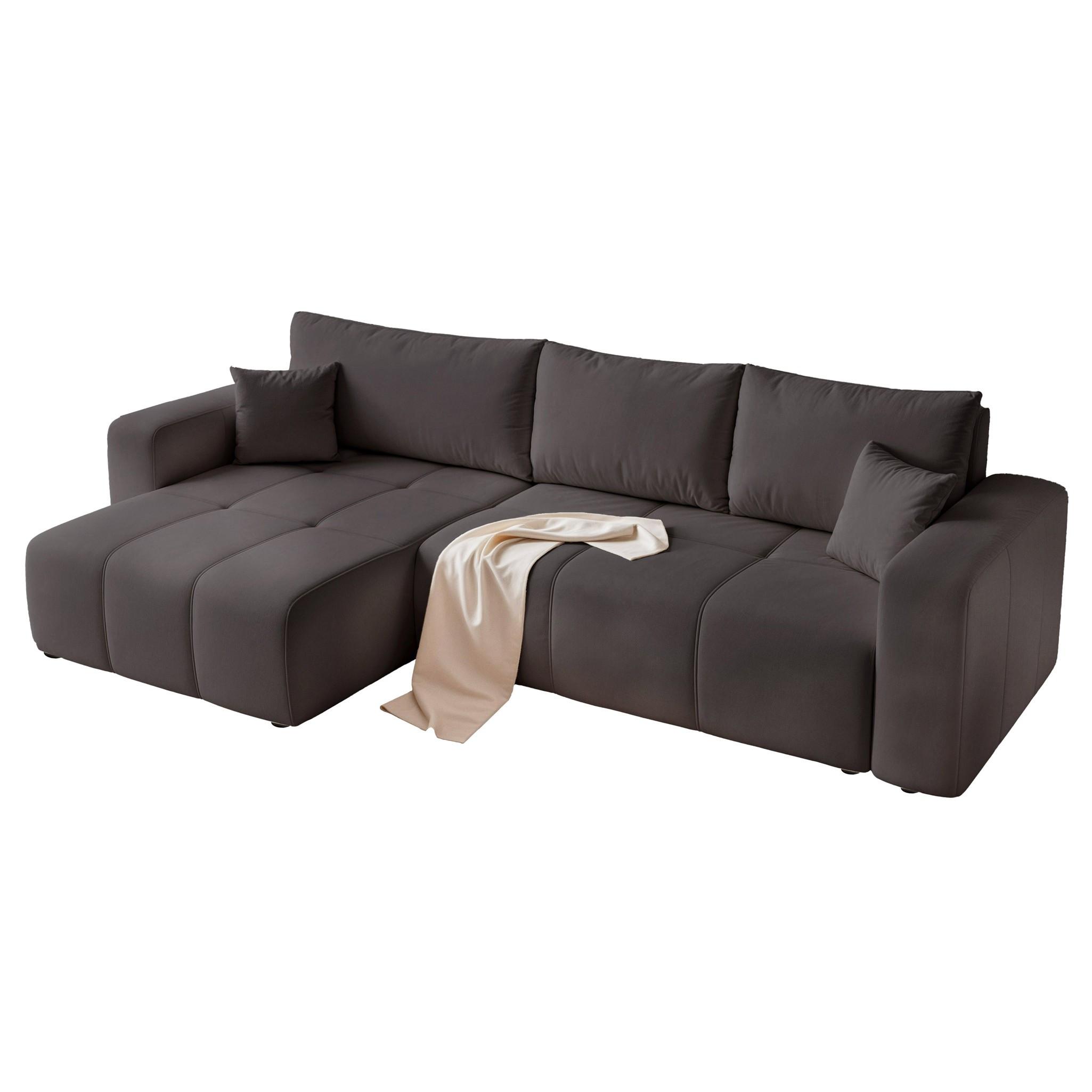 ECKSOFA Leros Xl Mit Schlaffunktion - Schwarz, Holzwerkstoff/Textil (278/145cm) - Fun Möbel