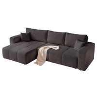 ECKSOFA Leros Xl Mit Schlaffunktion - Schwarz, Holzwerkstoff/Textil (278/145cm) - Fun Möbel