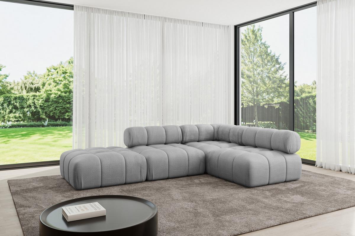ECKSOFA modulares Sofa Favio-L1 - 285x190x70 cm Hellgrau Velours - Hellgrau, Holzwerkstoff/Textil (285/190cm) - ALTDECOR