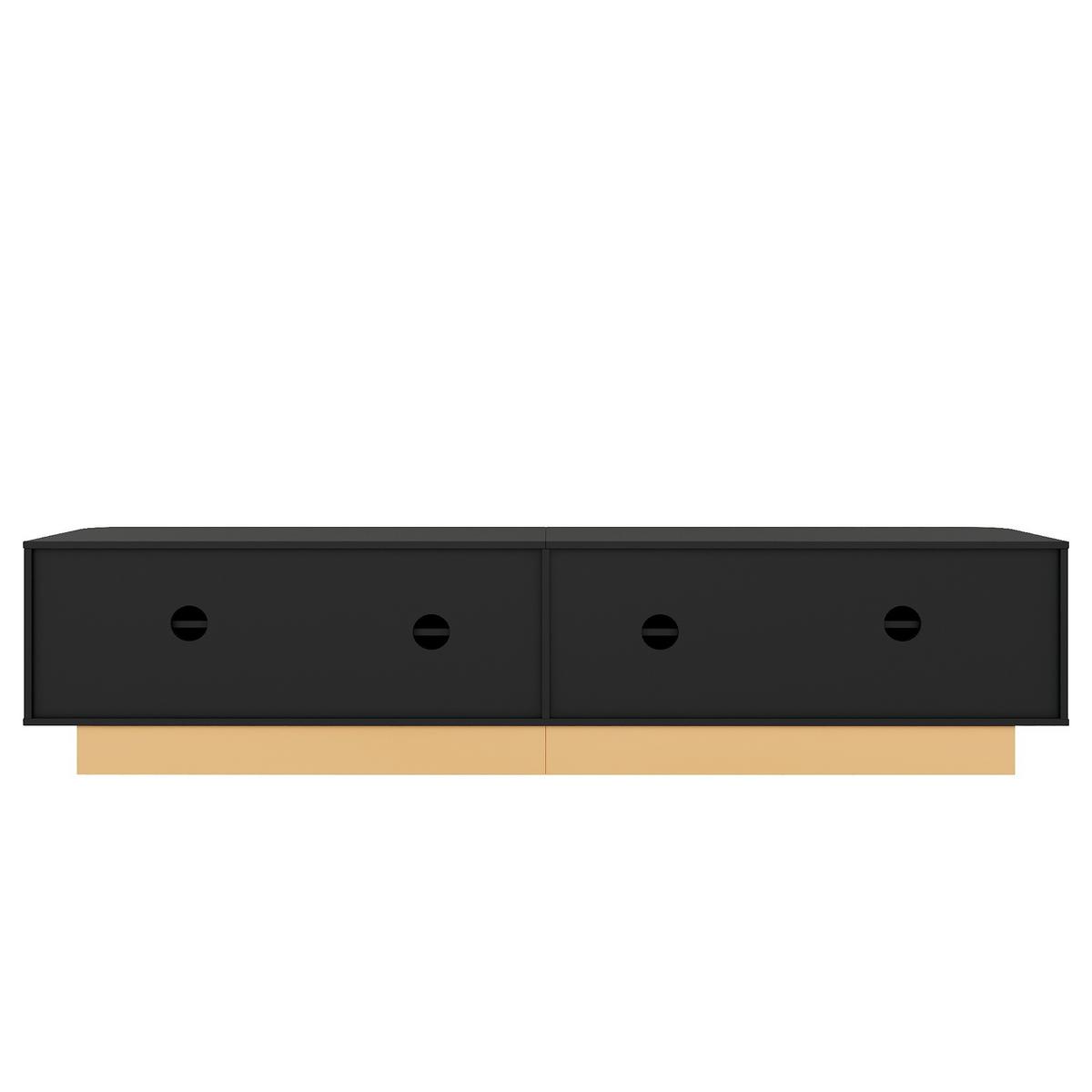 TV-LOWBOARD Luxus-Rillen-Design & abgerundete Ecken - Schwarz, Holzwerkstoff (200/47.5/40cm) - Urban Meuble