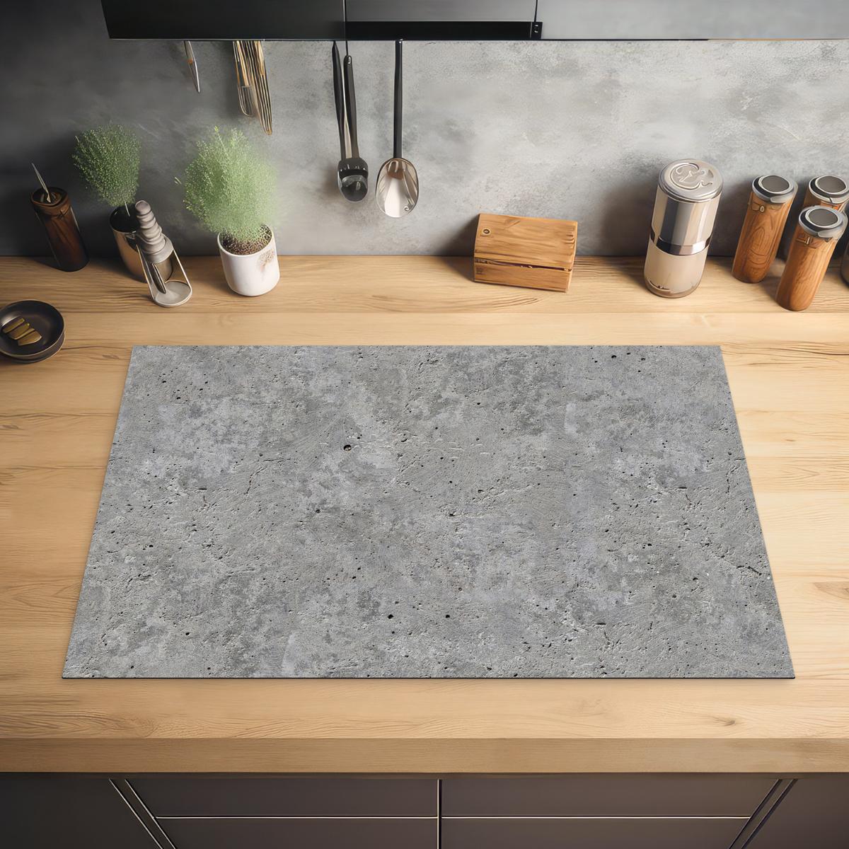HERDABDECKPLATTE Beton - Schiefer - Grau - Struktur aus Beton Induktionsmatte 81x52 cm - Hellgrau, Kunststoff (81/52/0.2cm) - MuchoWow