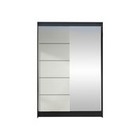 SCHWEBETÜRENSCHRANK Lino III mit RGB LED Beleuchtung - Schwarz/Weiß, Holzwerkstoff/Metall (120/200/58cm) - MIRJAN24