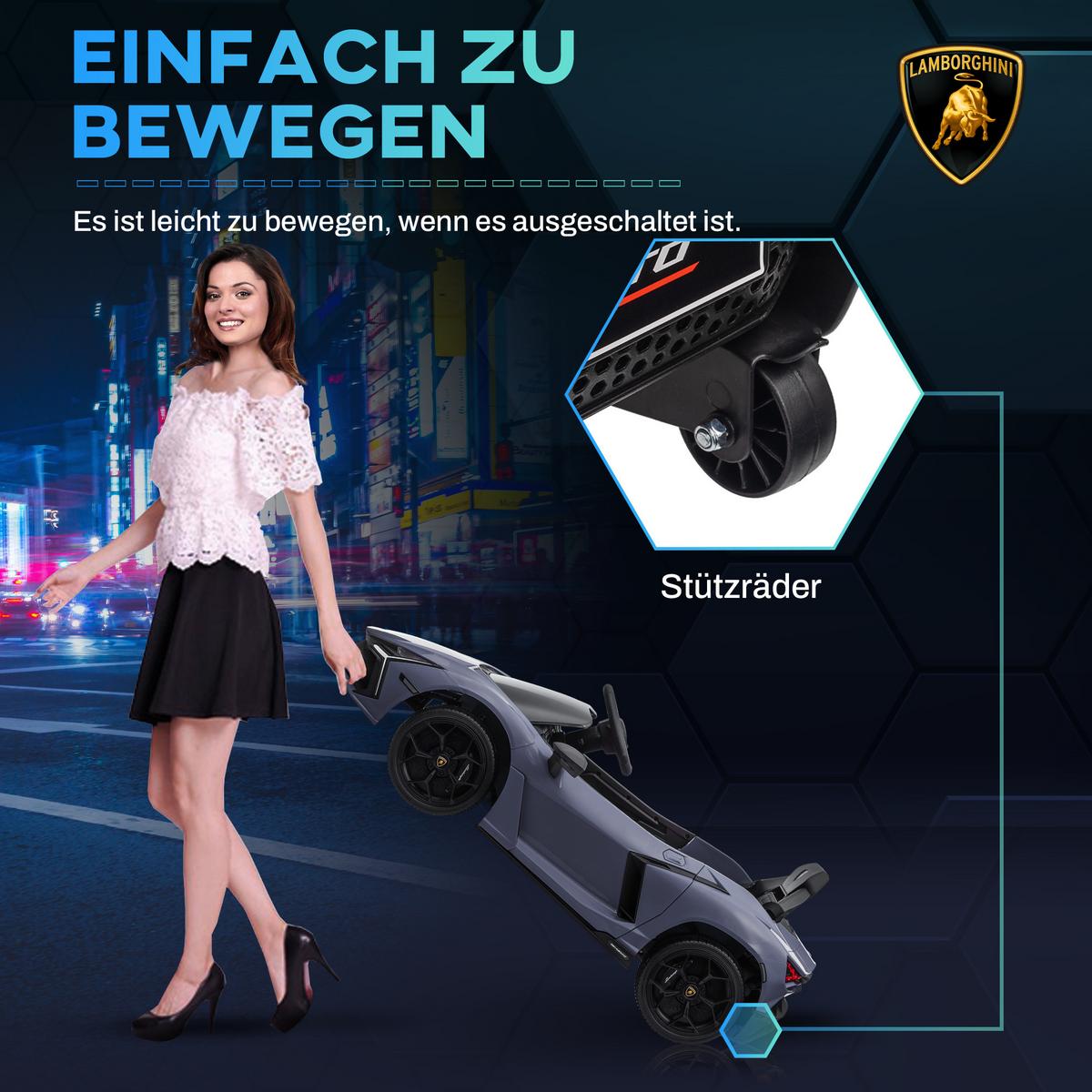 KINDER Elektroauto 12 V Kinderauto mit 2,4G Fernbedienung, Musik, Stoßdämpfer - Grau, Metall (105/60/40cm) - AIYAPLAY