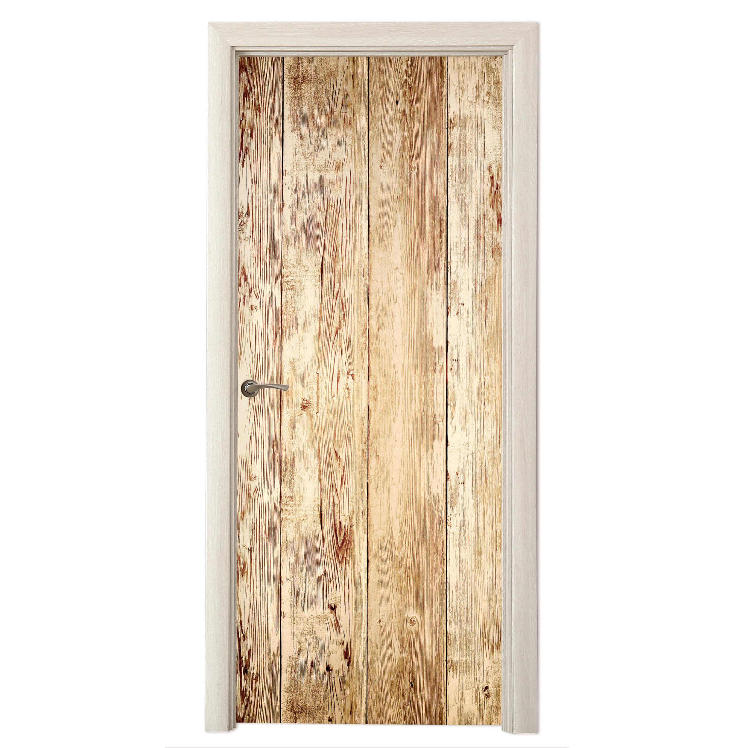 TÜRAUFKLEBER Holz - Vintage - Regal - Eiche 90x215 cm - Türtapete - Honigeiche, Kunststoff (90/0.1cm) - MuchoWow