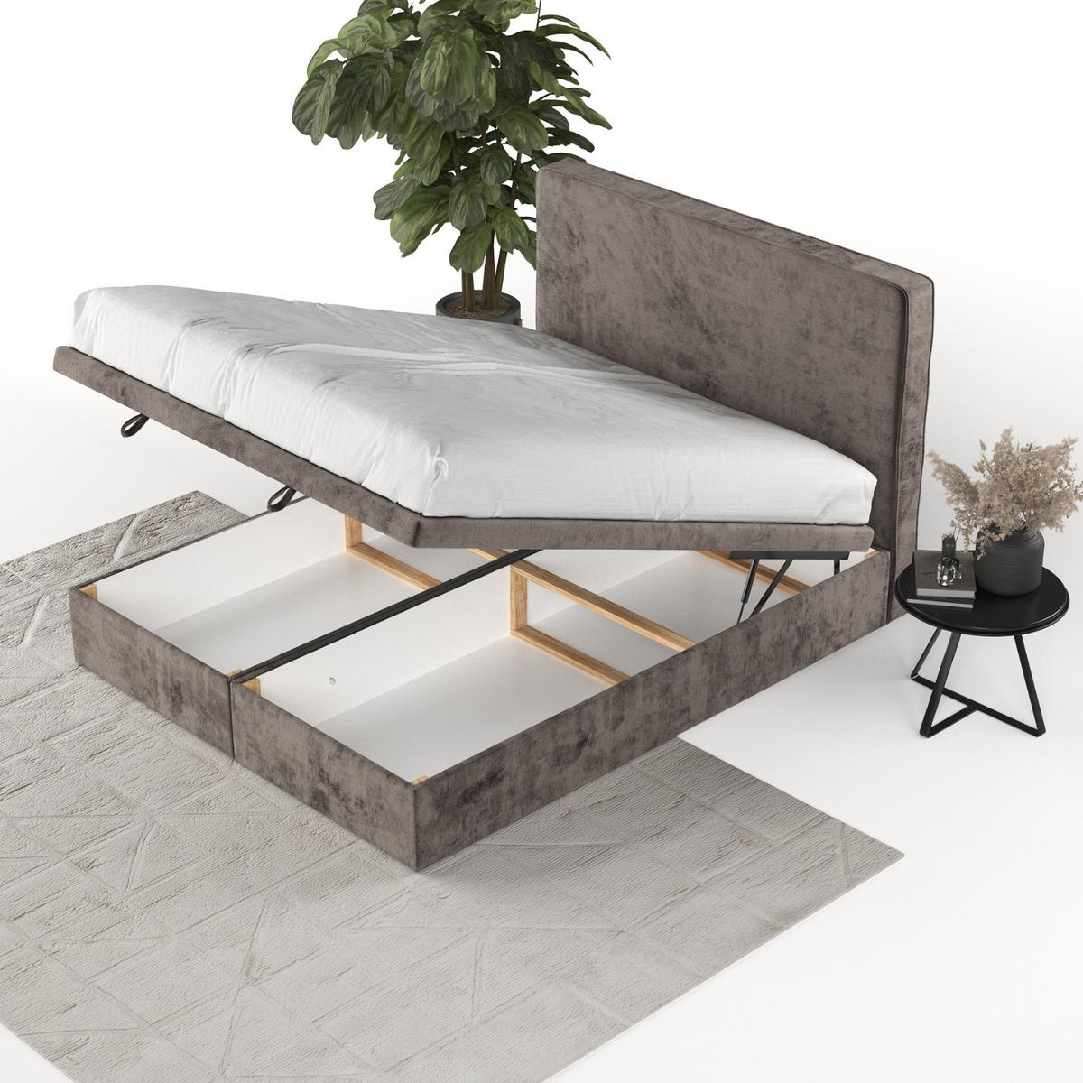 POLSTERBETT Hush mit Stauraum 200/200 cm Braun im Lotta Stoff - Schwarz/Braun, Holz/Holzwerkstoff (200/200cm) - AltaBeds