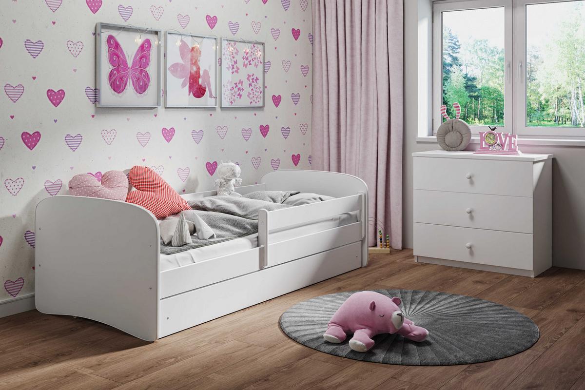 KINDERBETT ohne Muster mit Schublade 160/80 Weiß 90/61/164 - Weiß, Holzwerkstoff (80/160cm) - RAUMHIRSCH FURNITURE