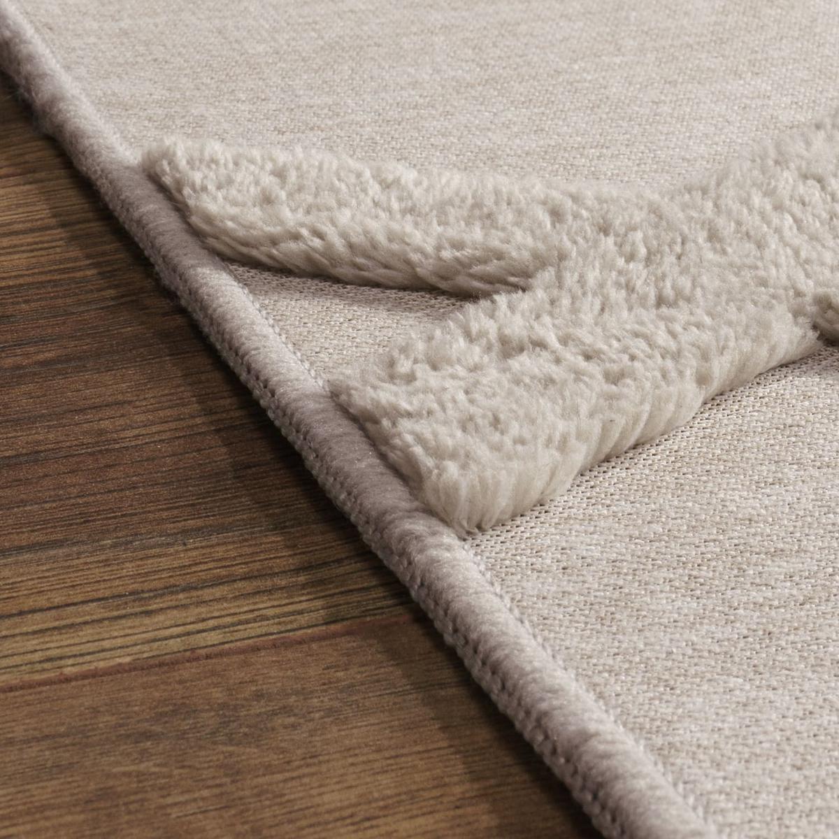 KURZFLORTEPPICH Waschbar, mit Rautenmuster, Creme, 120 x 160 cm - Beige, Textil (160/120cm) - KADIMA DESIGN