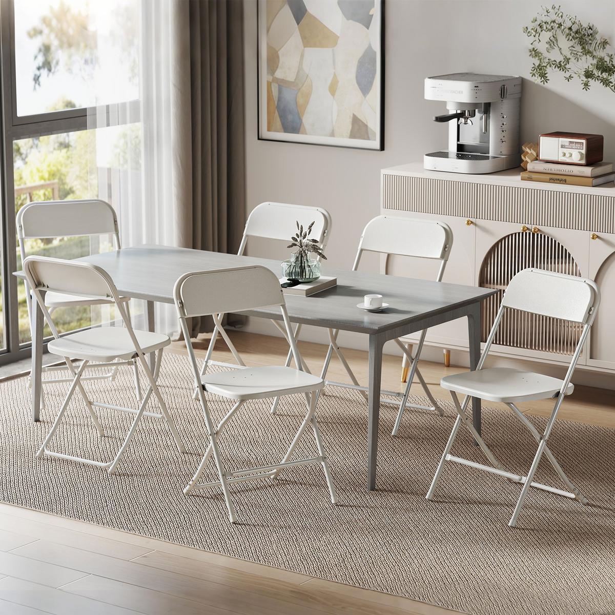 KLAPPSTÜHLE 6er Set Kunststoff Stahl Weiß - Weiß, Kunststoff/Metall (45/79.5/49cm) - HOMCOM