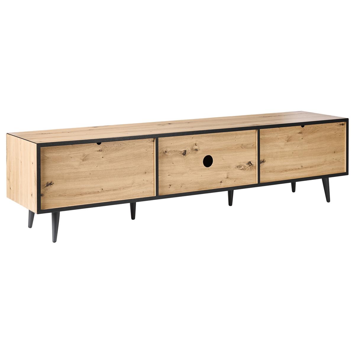 TV-MÖBEL Hellbraun Silverton - Hellbraun/Schwarz, Holzwerkstoff (180/46/37cm) - Beliani