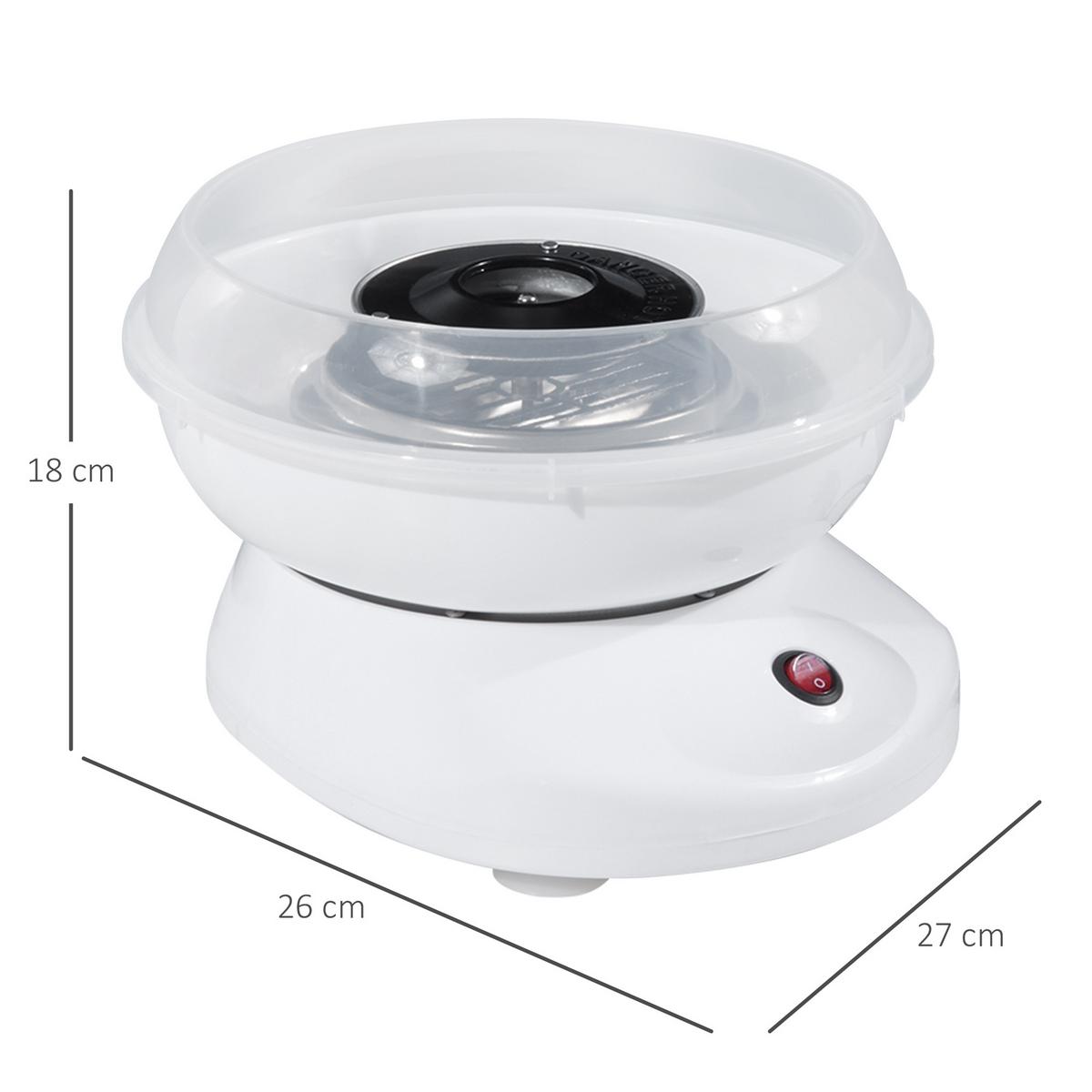 ZUCKERWATTEMASCHINE Weiß - Weiß, Kunststoff (26/18/27cm) - HOMCOM
