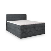 BOXSPRINGBETT LUNERA 140x200 cm mit Matratze und Topper - Graphitfarben - Graphitfarben, Holz (140/200cm) - MASSENO