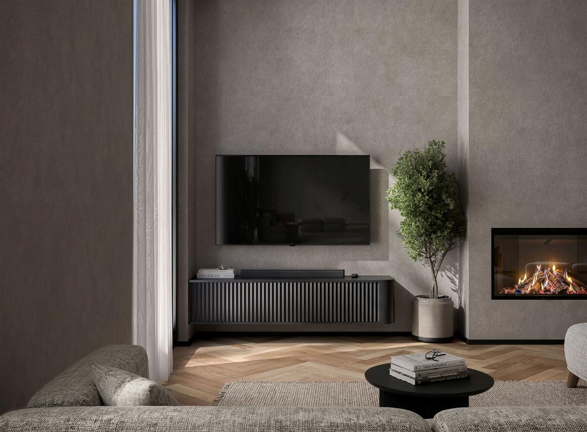 TV-LOWBOARD Aurora Schwarz matt 140 cm - Schwarz, Holzwerkstoff (140/30/35cm) - Meble Lindner