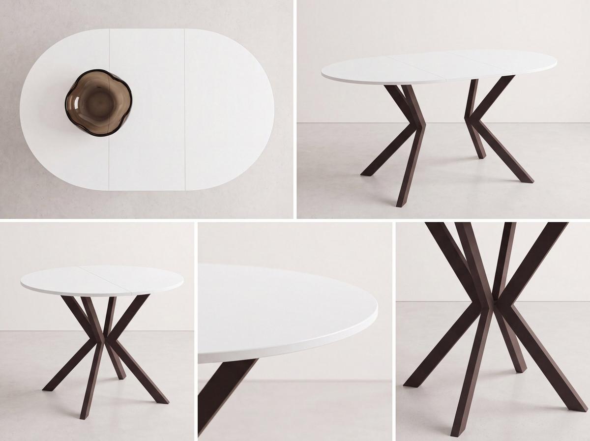 ESSTISCH Valio rund oval ausziehbar verlängerbar mit braunen Metallbeinen, Eiche Hellbraun 100-140/100/76 cm - Eichefarben/Braun, Holzwerkstoff/Metall (100/140/76cm) - WFL GROUP