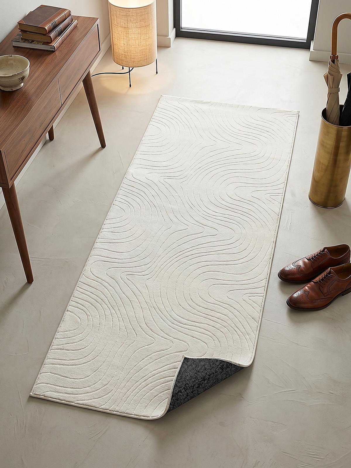 TEPPICHLÄUFER Antirutsch Abstrakt DALAR Polypropylen Creme 80 x 150 cm - Beige, Textil (80/150cm) - KADIMA DESIGN