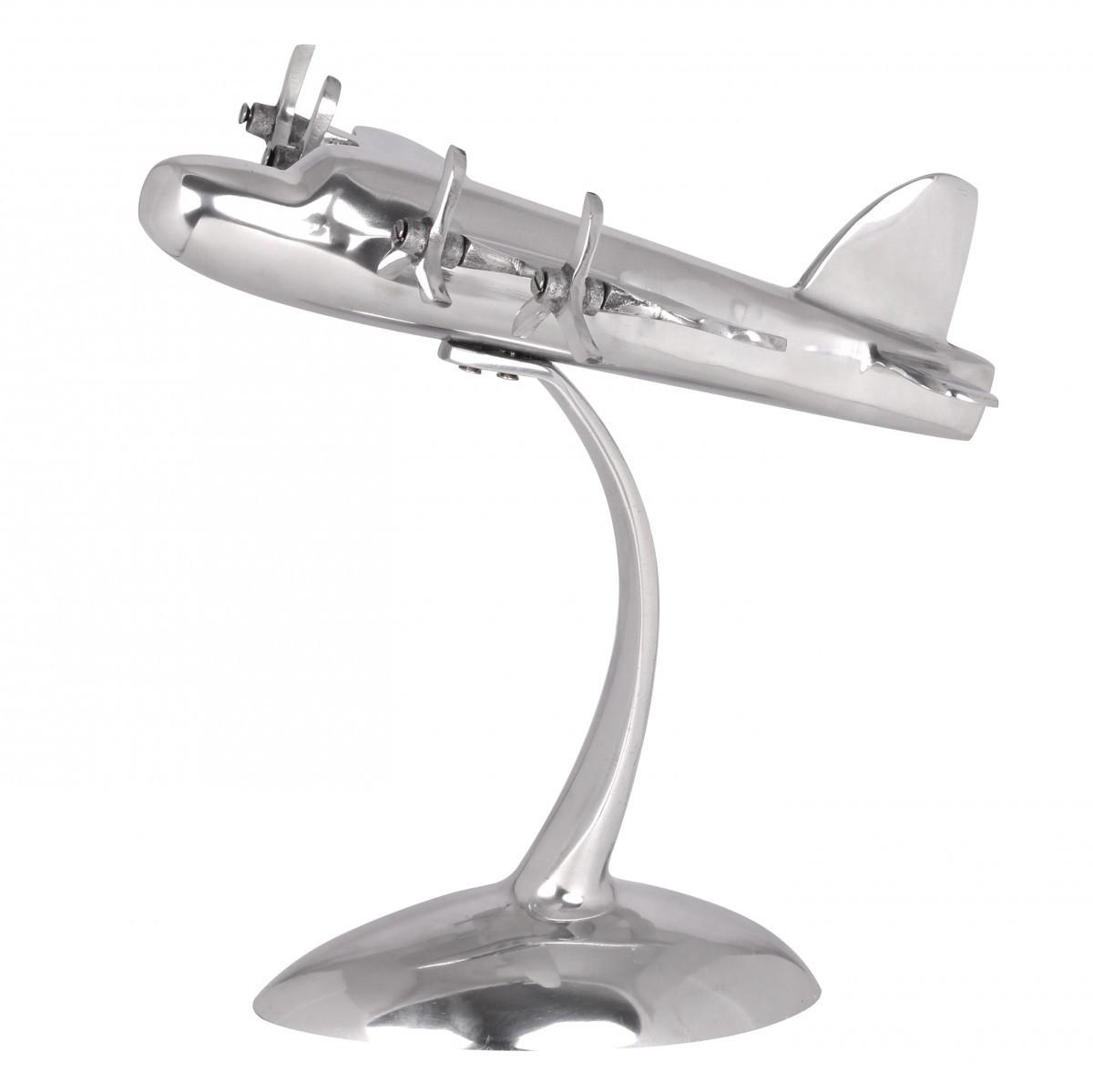 DEKOFIGUR Flugzeugpropeller Aluminium Silber 42x30 cm handgefertigt - Silberfarben, Metall (42/42/30cm) - KADIMA DESIGN