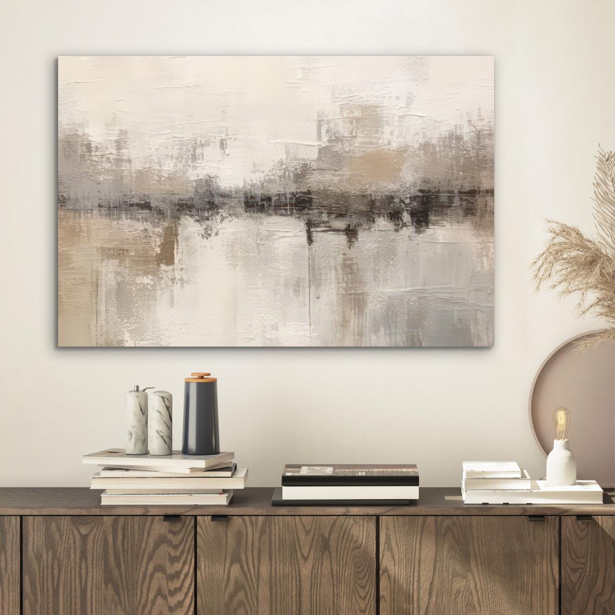 METALLBILD Moderne Kunst - Abstrakt - Beige Wandbild 60x40 cm - Beige, Metall (60/40cm) - MuchoWow