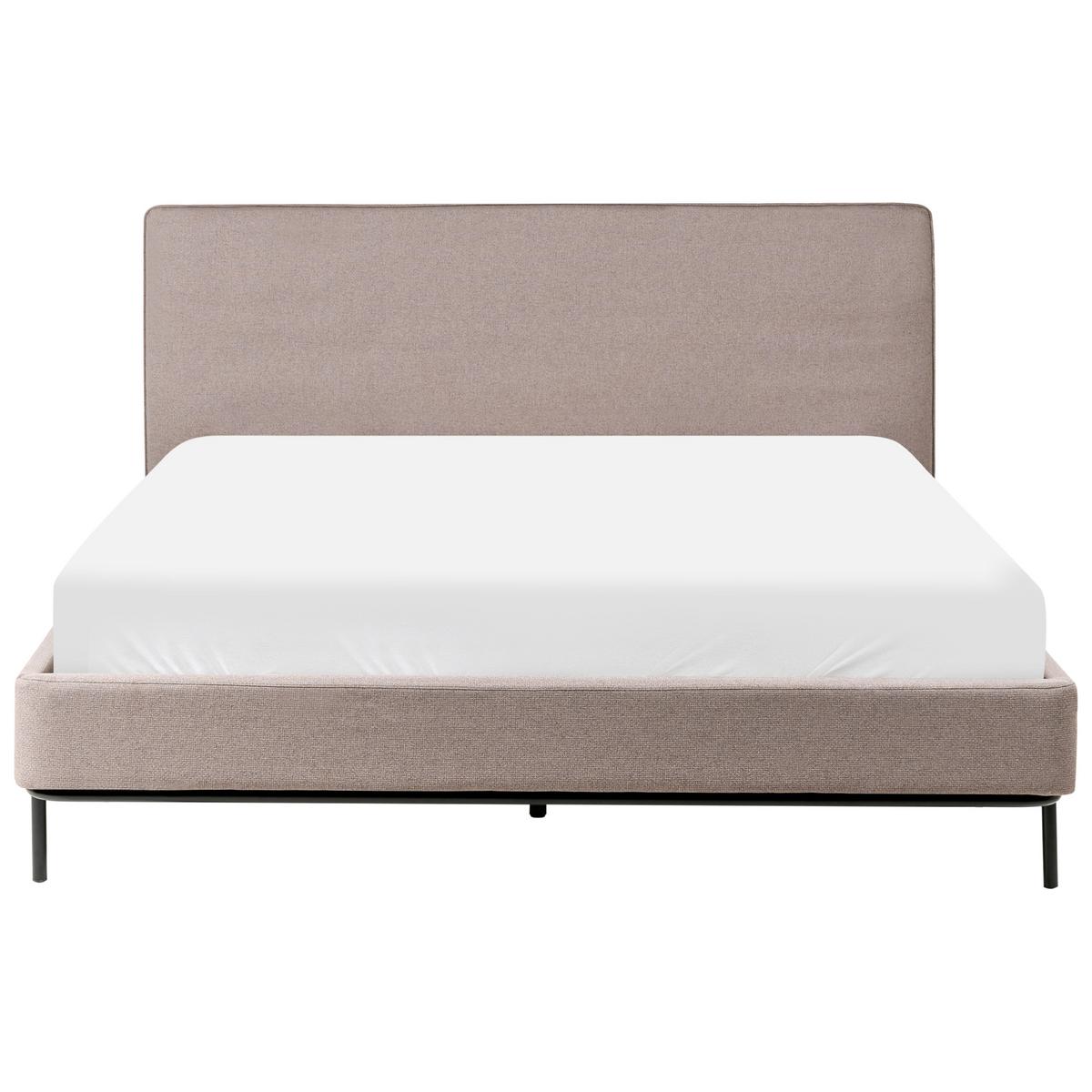 BETT mit Lattenrost 160/200 cm Taupe Corio - Taupe/Schwarz, Textil (160/200cm) - Beliani