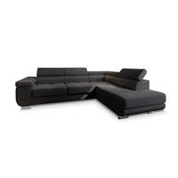 ECKSOFA APIRO R-S Schwarz Kordstoff mit Schlaffunktion - Silberfarben/Schwarz, Holz/Textil (276/202cm) - MASSENO