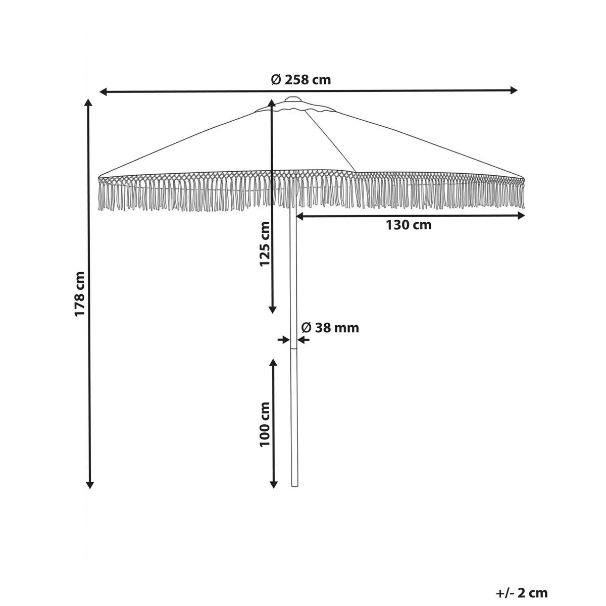 MARKTSCHIRM 258 cm Weiß Murasa - Weiß/Braun, Textil (258/258cm) - Beliani