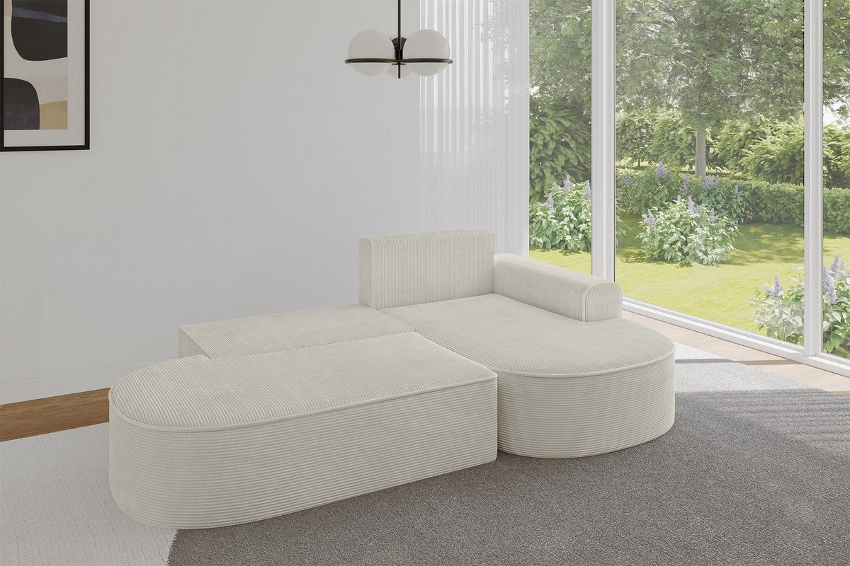 ECKSOFA mit Schlaffunktion und Bettkasten Ottomane Rechts MARI-L1-S - 283x167x73 cm Beige Cord - Schwarz/Cappuccino, Holzwerkstoff/Kunststoff (167/283cm) - ALTDECOR