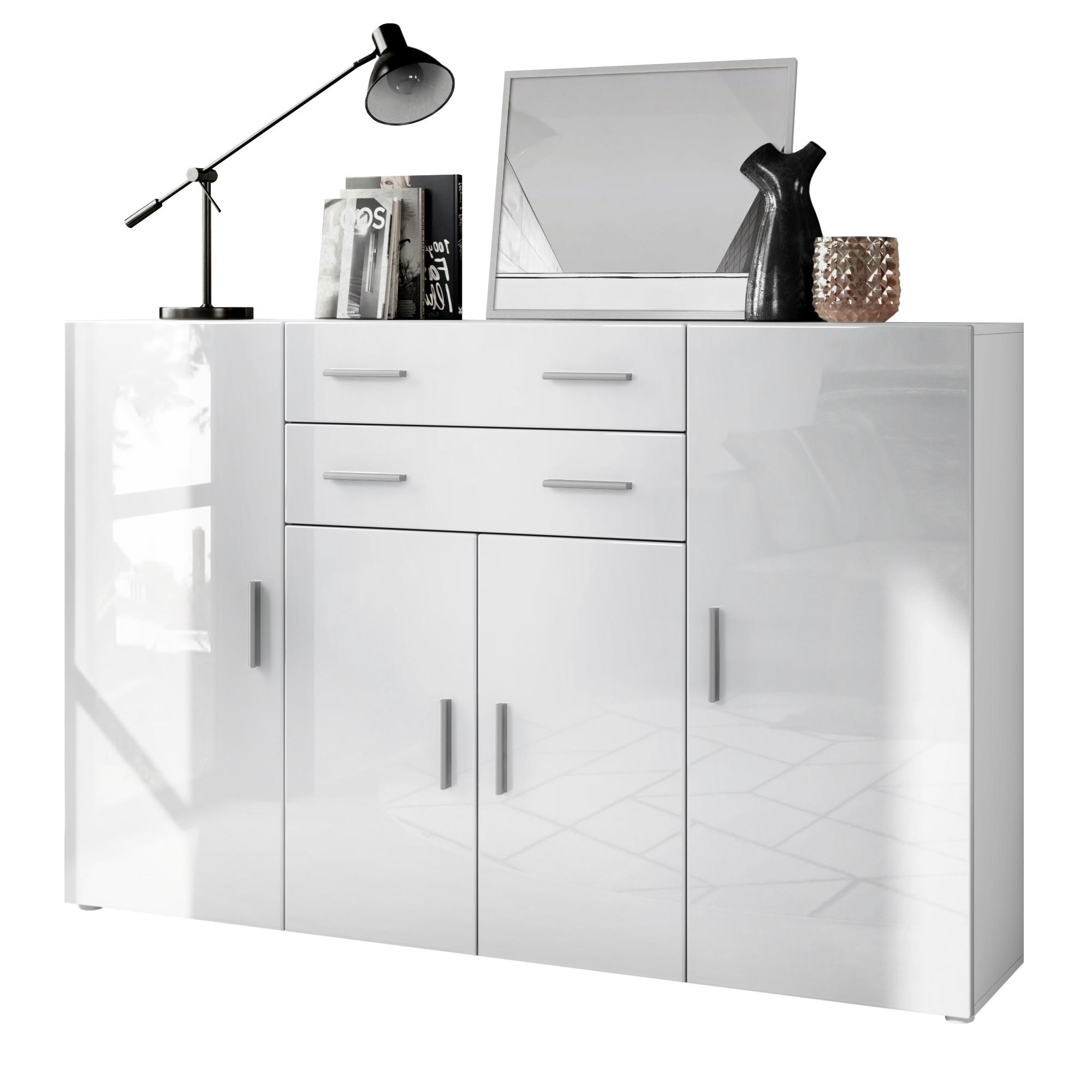 HIGHBOARD Aron Fronten in Weiß Hochglanz - Weiß Hochglanz, Holzwerkstoff (166.5/106.5/35cm) - Vladon