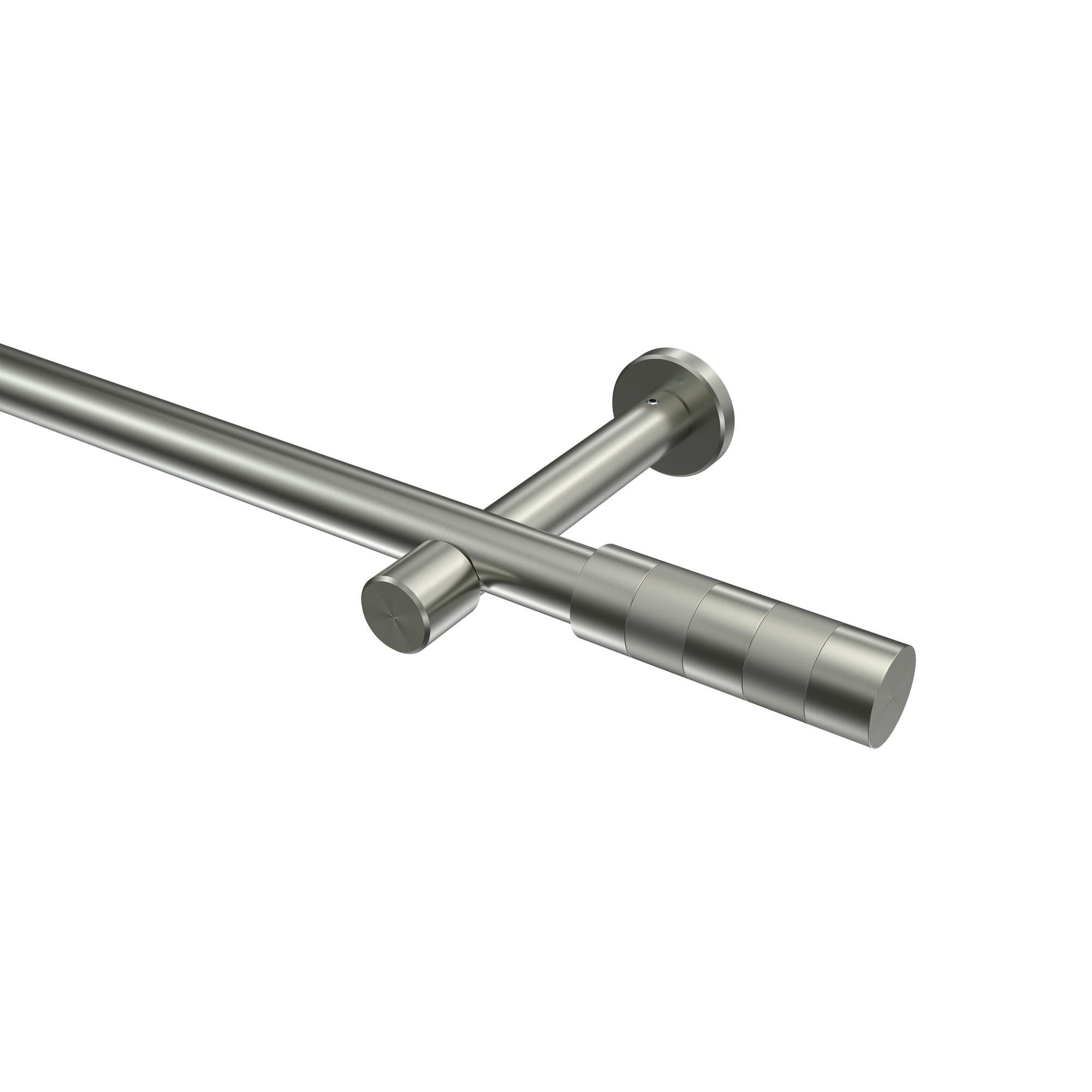 GARDINENSTANGE Prestige Mavell 400 cm (geteilt in 2 x 200 cm), 1-läufig (ohne Ringe), 20 mm Ø Edelstahl-Optik - Edelstahlfarben/Silberfarben, Metall (400cm) - INTERDECO
