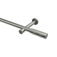 GARDINENSTANGE Prestige Mavell 400 cm (geteilt in 2 x 200 cm), 1-läufig (ohne Ringe), 20 mm Ø Edelstahl-Optik - Edelstahlfarben/Silberfarben, Metall (400cm) - INTERDECO