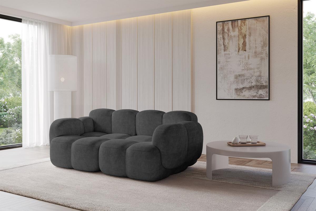 2-SITZER modulares Sofa Miko-S1 214x118x75 cm Dunkelgrau Velours - Dunkelgrau/Schwarz, Holzwerkstoff/Kunststoff (214/75/118cm) - ALTDECOR